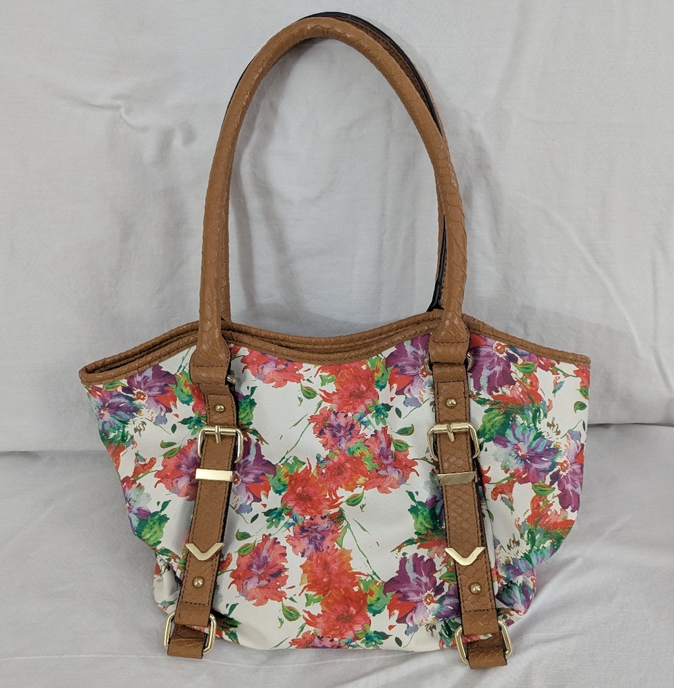 Apt. 9 Multicolor Floral Tote with Brown Straps